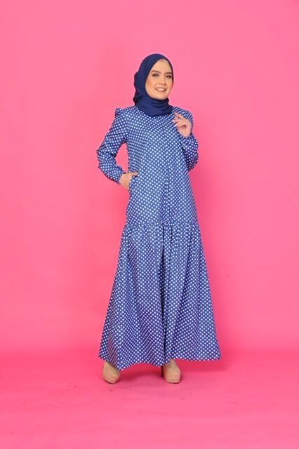 (ADULT) ELLIE DRESS - POLKA BLUE