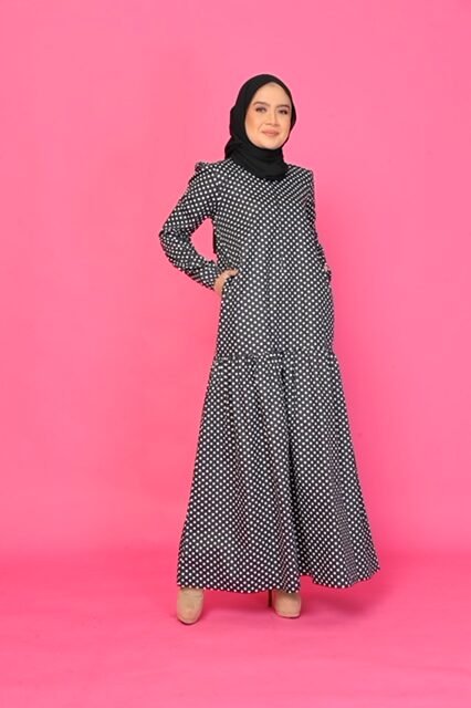 (ADULT) ELLIE DRESS - POLKA BLACK
